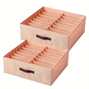 Drawer Storage Box Set, Soft Lining, Dual Row 16 Compartment, Durable Polyester Material, Ideal for Under Bed, Dresser, Closet