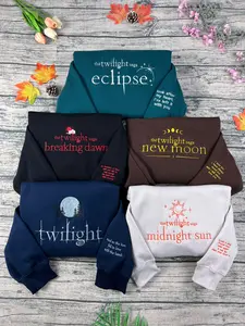 Twilight Embroidered Sweatshirt, Twilight Saga, New Moon, Eclipse, Breaking Dawn, Edward Cullen Sweatshirt, Bookish Merch, Twilight Merch