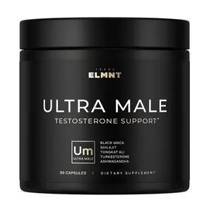 ULTRA MALE Premium Testosterone Booster for Men w. 100:1 Shilajit, 40:1 Black Maca, Ashwagandha 25%, Tongkat Ali 10% - Clinical Strength Male Enhancing Testosterone Supplement for Men Health Libido+