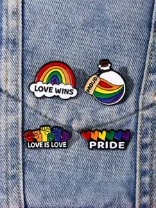 4pcs/set Rainbow Enamel Brooch Pin fashion Decorative Brooches Ornaments Lapel Bag Badges Jewelry Gifts