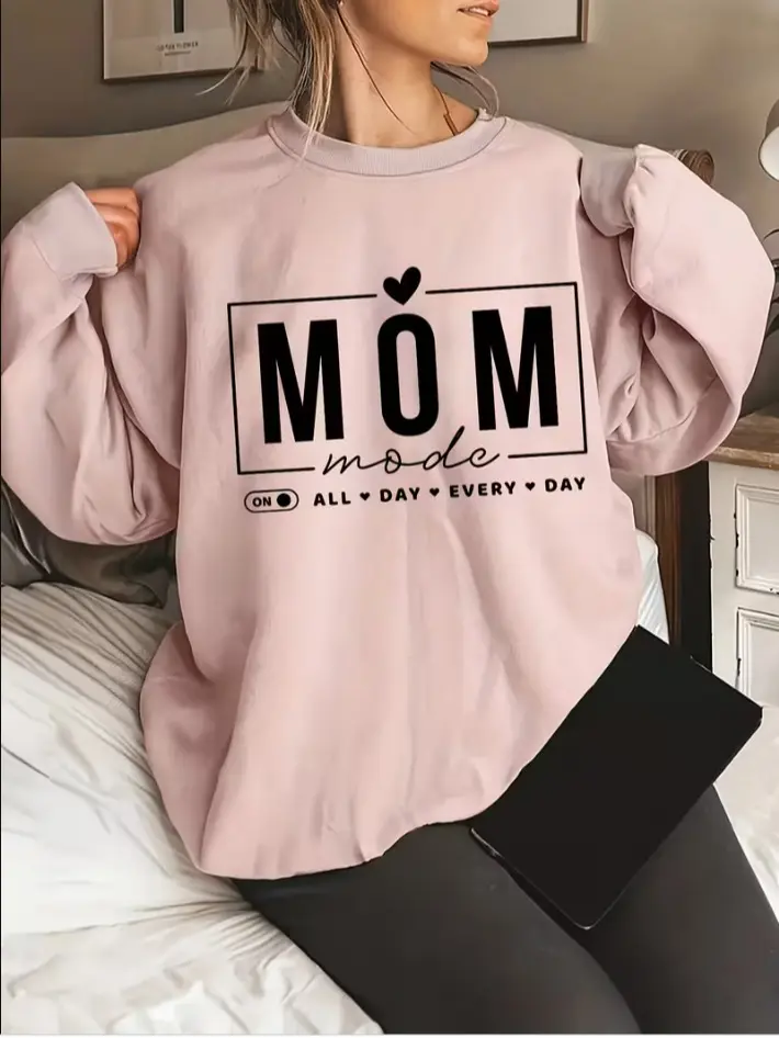 Letter Print Sweatshirt, Crew Neck Casual Sweatshirt for Fall And Spring, Women'S Clothing