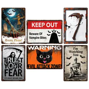 Halloween Sign – Vintage Costumes Shop Metal Tin Sign, 8x12 Inch Retro Spooky Wall Decor for Cafés, Shops, Pubs & Party Displays by Palette&Wall