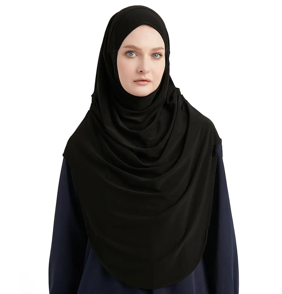 Modefa Premium One Piece Instant Long Hijab – Black