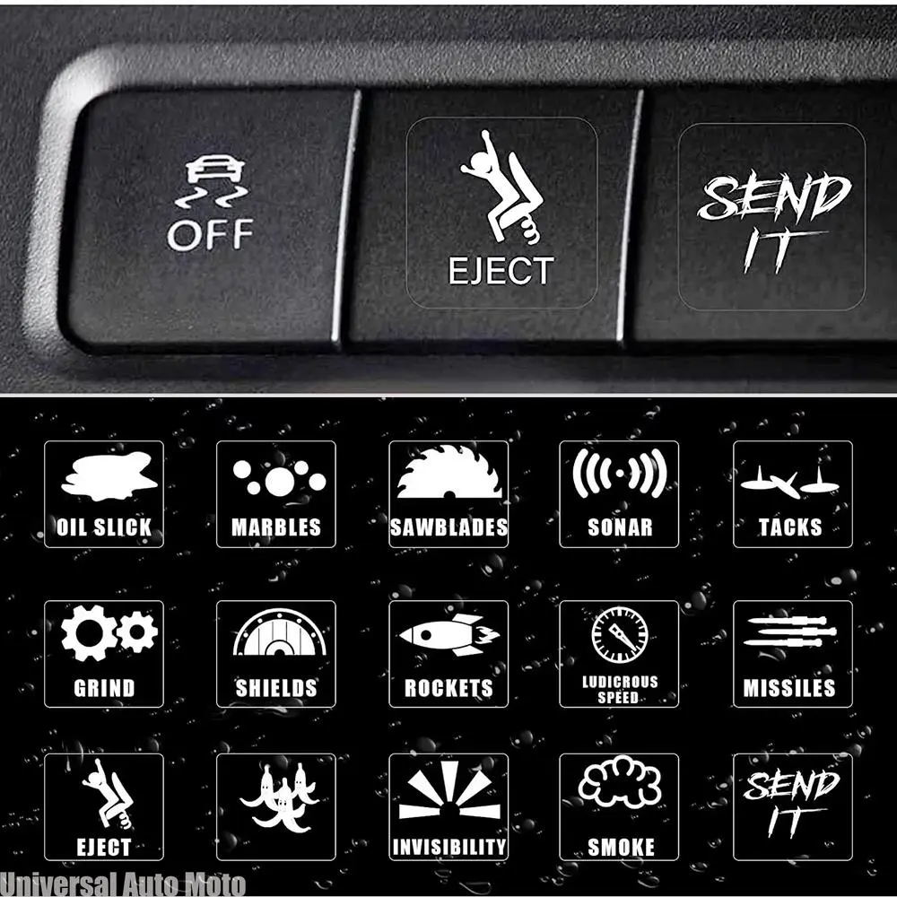 2026 New 15pcs/Set Creative Car Switch Button Stickers Dashboard Console Label Decals Self-Adhesive Decorations For Car Truck