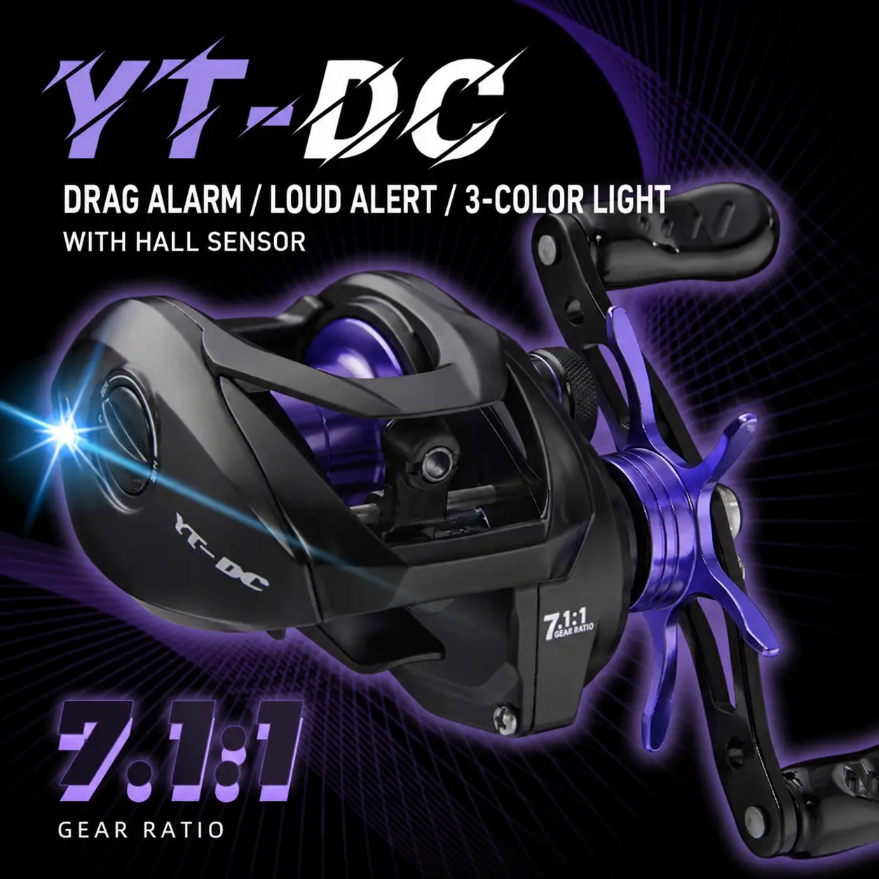 YT-DC Baitcasting Reel, Smart DC Electronic Brake Anti-Backlash, 7.1:1 High-Speed Gear Ratio, 2g Light Lure Casting, DC Whine, Freshwater Saltwater Bass Trout Fishing Reel metal spool
