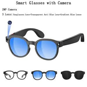 2MP Camera AI Wireless Smart Wearable Glasses for Men Women,Cameras Anti-Shake,1080P Video Sunglasses, Supports Photo/Video/Audio Recording, Ai Voice Control, Ai Glasses with Bluetooth Calling 270mah Battery