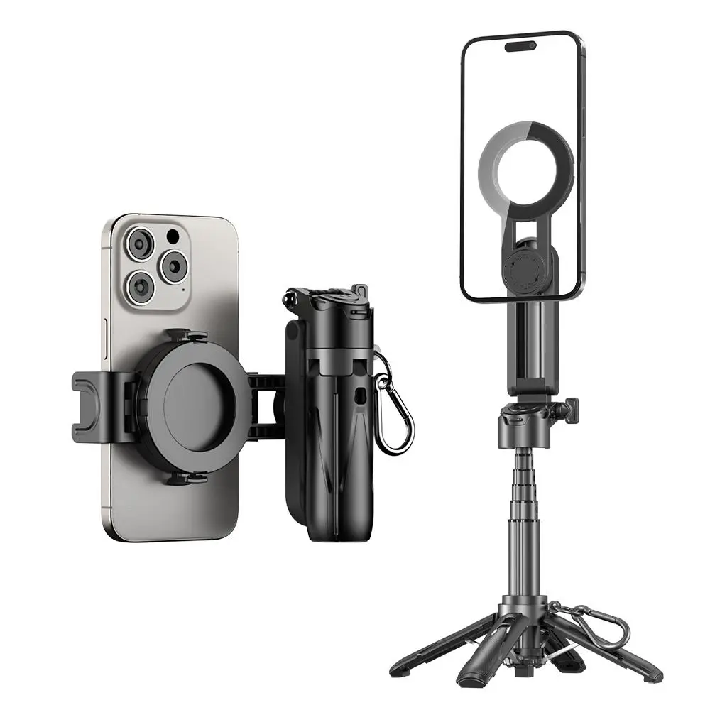 2-in-1 Selfie Stick Tripod, Retractable Grip Cell Phone Tripod with Detachable Remote, Mini Cell Phone Grip, Vlog Livestreaming for Photography, Videography Equipment, Magnetic Compact Cellphone Smartphone Phone Accessories