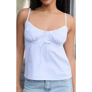 John Galt Women's Light Blue Gingham Tiffany Tank Top