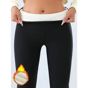 1pcWinterSportLeggingsHighWaistThickWoolPantsWarmVelvetThickThermalPantsFleeceLegging