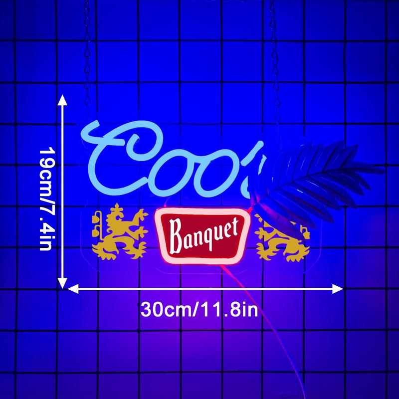 Banquet Beer Neon Sign, USB Powered LED Neon Light, Decorative Neon Sign for Home Bar Pub Restaurant, Wall Decorative Light