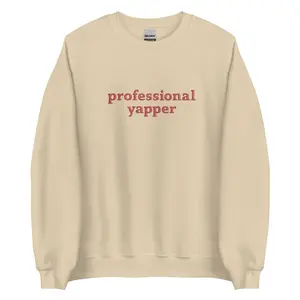 Professional Yapper Sweatshirt, Funny Yapper Sweaters for Girls, Born To Yap Crewneck, Certified Yapper Pullover, Born To Yap Forced to Shut Up, Comfy Long Sleeve Womenswear, Casual Women's Tops Hoodie Polyester Fit