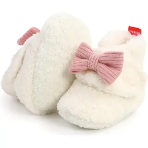 Z-CPB7   Baby Booties Cozy Fleece Slippers Soft Baby Shoes With Gripper Soles, Winter Warm Infant Newborn Crib Sock Shoes First Walkers