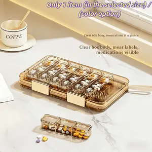Portable Pill Box, Food-Grade, Transparent Plastic Small Box with Lid, Sub-Packaging, Practical Medicine Storage Box with Compartments