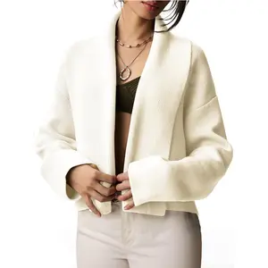 UANEO Women's Cropped Cardigan Open Front Shawl 2025 Fall Trendy Long Sleeve Sweater Jacket Normal Type Fashionable Outerwear TikTokShopBlackFriday