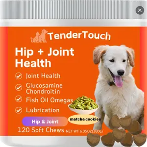 120 Chews - 1 Pack(1 x 180g/6.35oz) 180g/6.35oz - TenderTouch Hip & Joint Health - Glucosamine for Dogs Soft Chews, Joint Supplement for Dogs with Glucosamine Chondroitin, Vitamins A, C, D3, Advanced Pet Joint Support and Mobility