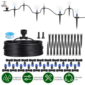 Upgraded Drip Irrigation System Kit 75FT, Adjustable Misting Nozzles & Leak-Proof Design Garden Watering Misting System for Greenhouse, Yard, Plant ,Lawn