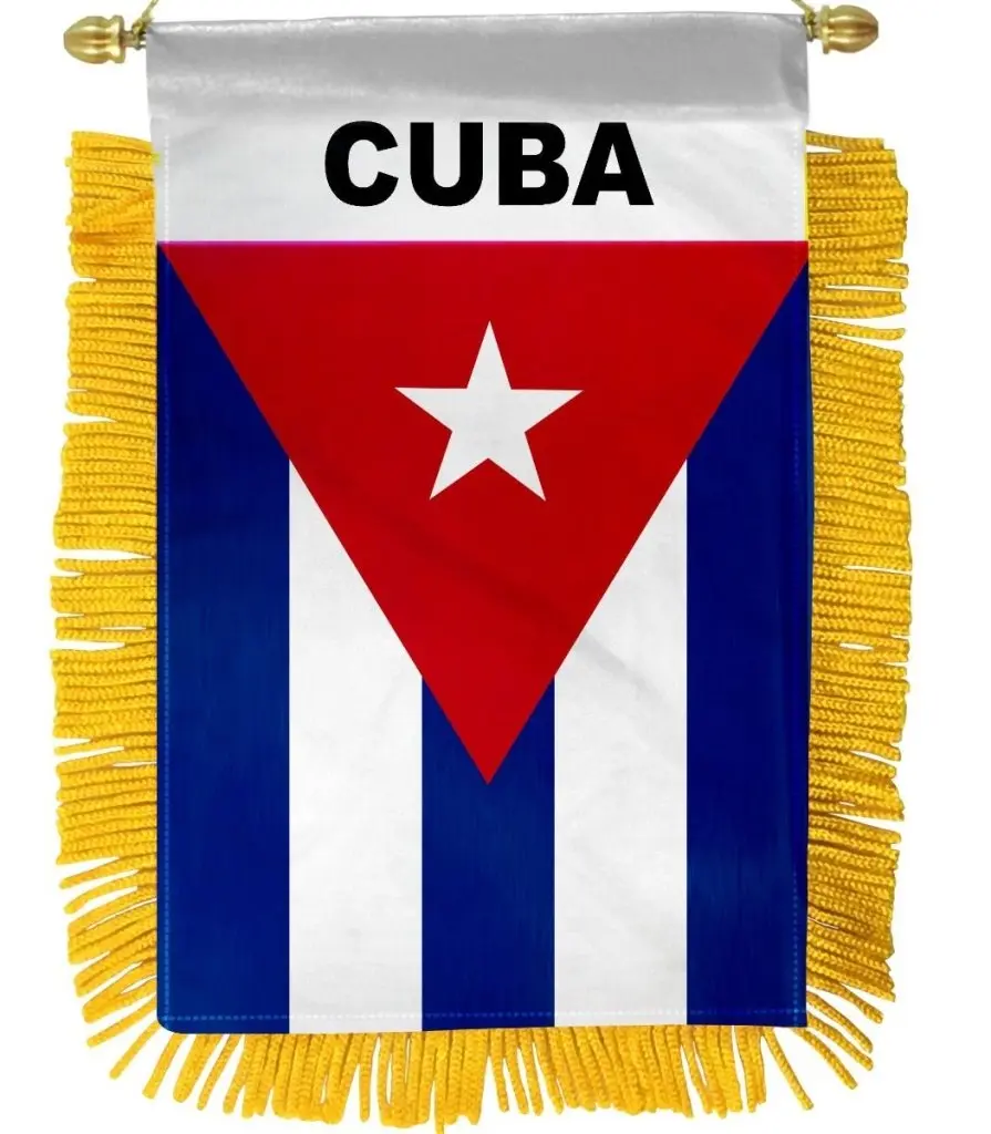 Cuba Mini Banner - Plastic Double-Sided Hanging Hanger Glass Window Flags, Home & Festive Party Supplies Backdrop Decoration