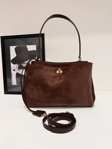 Dolce Notte Bag - Brown Leather Handbag with Gold-tone Clasp, Adjustable Strap, and Simple Design