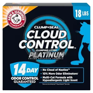 ARM & Hammer Cloud Control Platinum Cat Litter, Multi-Cat Clumping Litter, Hypoallergenic and Dust-Free, 14-Day Odor Control, 18 lbs