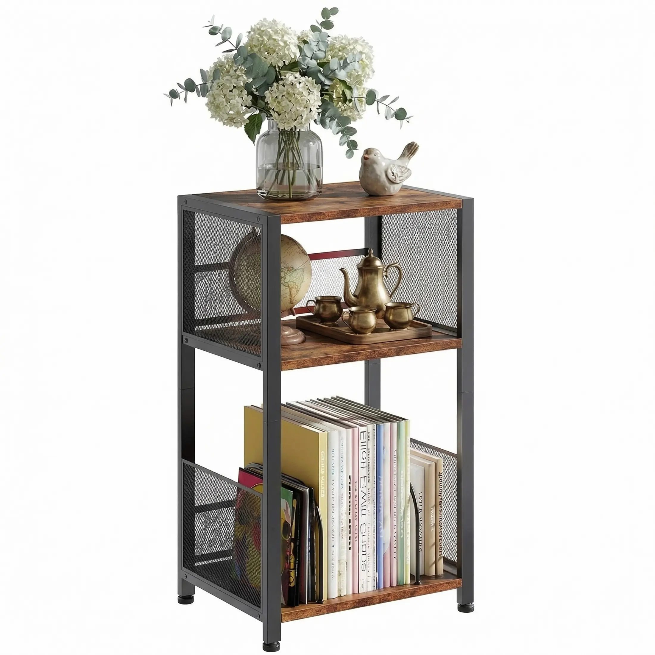 3 Tier Side Table, 1 Pack Record Player Stand with Storage Up to 100 Albums,Turntable Stand for Vinyl, Black Records Shelf for Living Room Bedroom