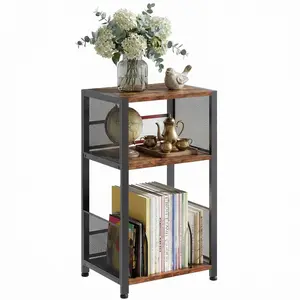 3 Tier Side Table, 1 Pack Record Player Stand with Storage Up to 100 Albums,Turntable Stand for Vinyl, Black Records Shelf for Living Room Bedroom