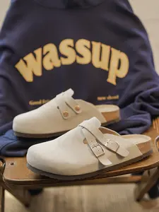 Men Women Same Design Slip-On Sandals, Composite Leather, Comfortable Summer Walking Shoes, Wide Fit, Casual Daily Wear, Beach Friendly, Classic Clogs