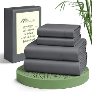 6pcs Cooling Bed Sheets Sets Queen Size - Ultra Soft & Luxuriously Cooling For Hot Sleepers, 17" Deep Pocket, Double Stitching