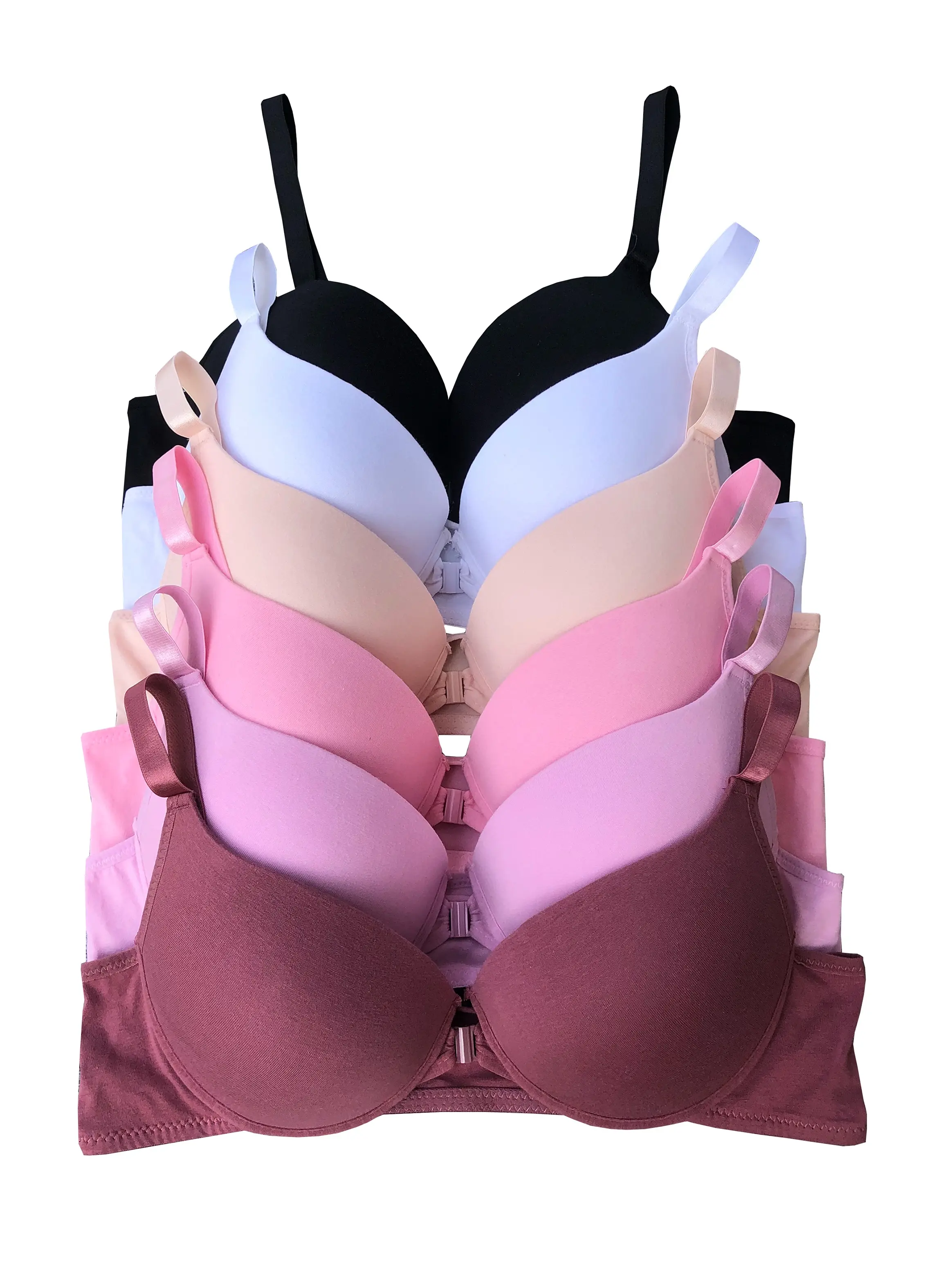 Women's 6 Packs Bras Front Closure Underwire Full Coverage Cotton Bra