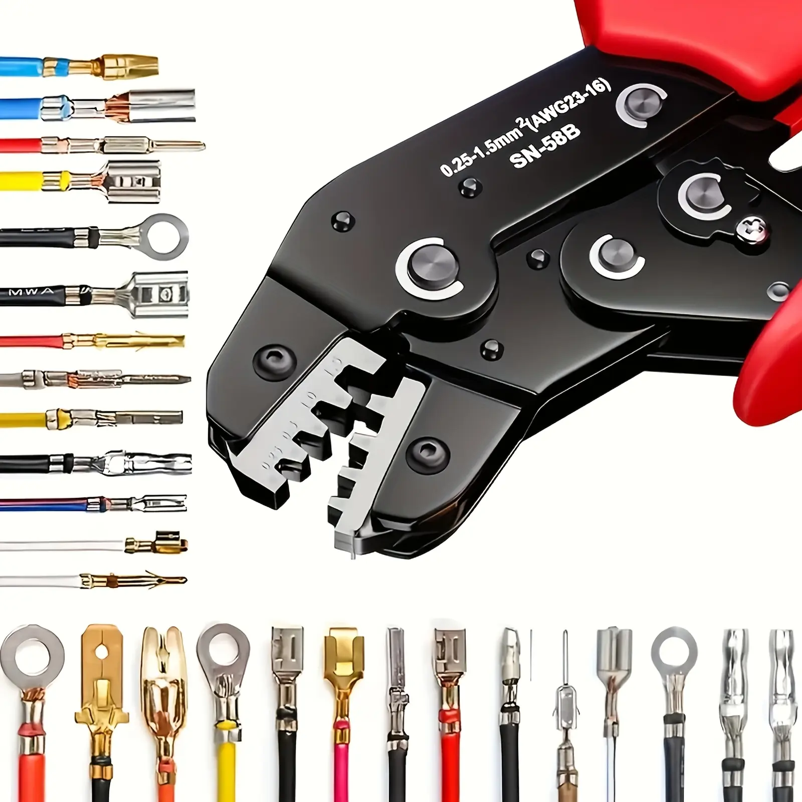 Manual Ratchet Wire Crimper Tool - 4-20 AWG Compatibility, Carbon Steel Handle, Adjustable Jaws, Precision Crimping for JST, Dupont Terminals, Ergonomic Home & Automotive Electrical Wiring Tool, Jst Terminals summerwins,