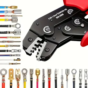 Ratchet Wire Crimper Tool for 4-20 AWG, Carbon Steel Handle with Adjustable Jaws, Precision Crimping for JST, Dupont & SATA Terminals, Ergonomic Manual Tool for Electrical, Automotive & DIY Wiring