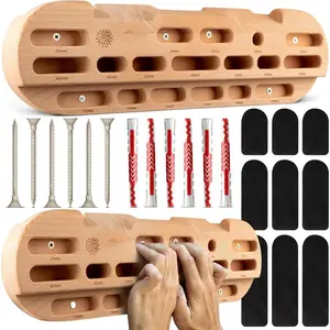 Wooden Hangboard -  Hang Board with Adjustable Grip Depths, Grip Strengthener, Forearm Exerciser, Pull Ups - Climbing Fingerboard with Installation Kit