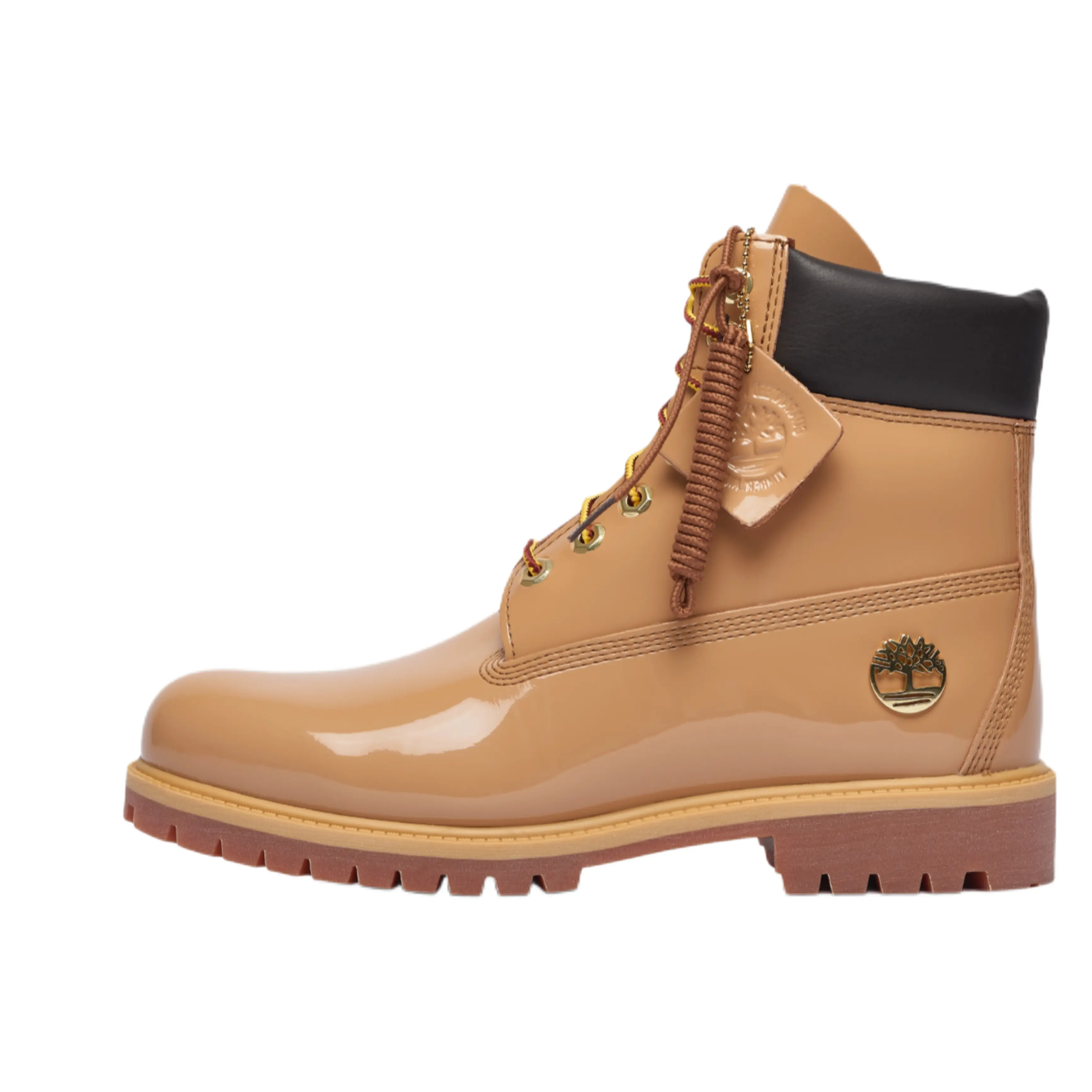Timberland 6" Premium Waterproof Patent Leather Boots - Finch/Wheat, Men’s Rubber Footwear, Padded, Durable Daily Walking Shoes
