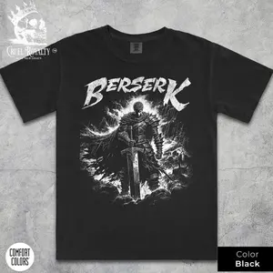 Guts Berserk Shirt, Vintage Dark Anime Tee, Distressed Swordsman Gift, Retro Manga Shirt for Men Women, Black Swordsman Apparel