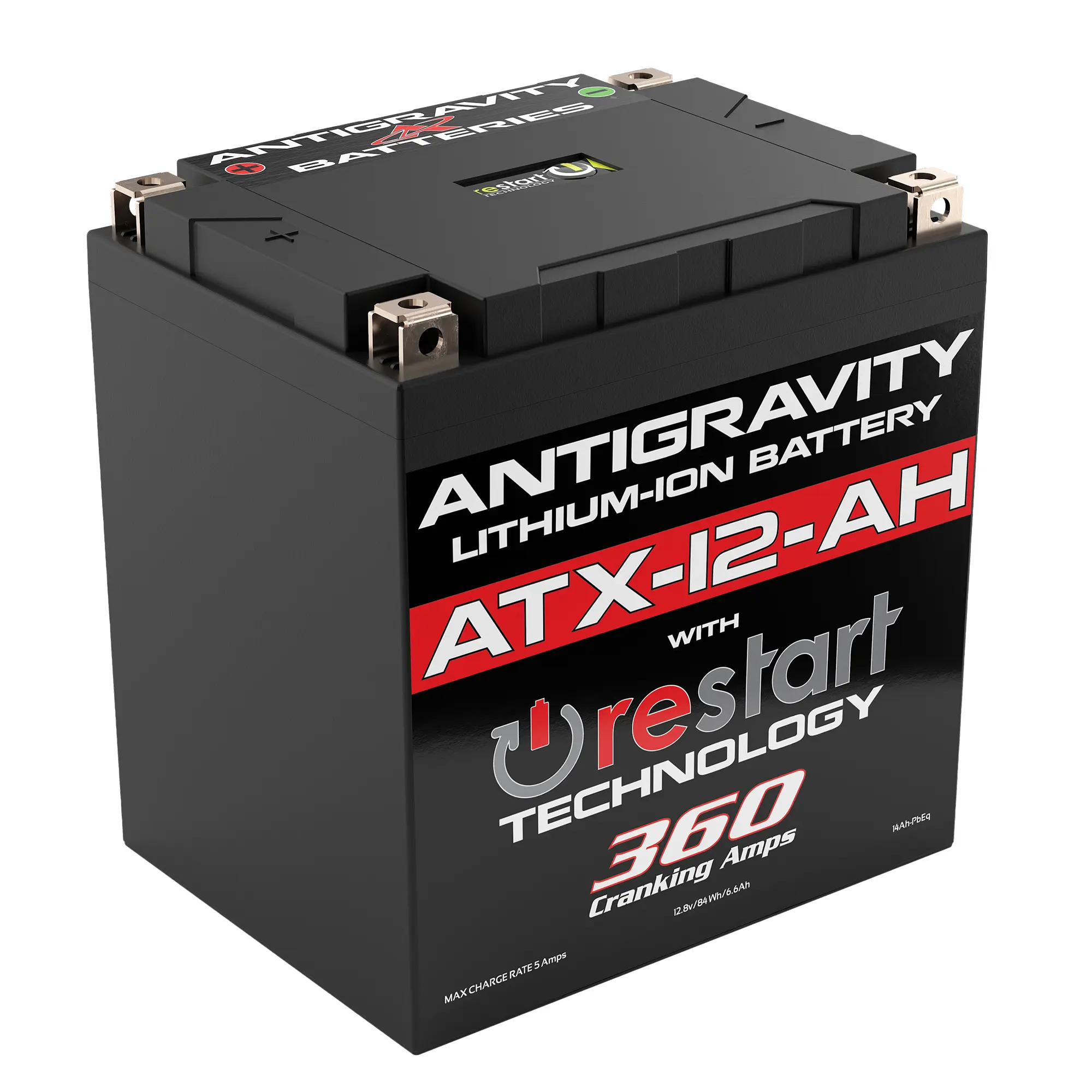 Antigravity ATX12-AH-RS Lithium Motorcycle Battery 360CA 12V LiFePO4 with RE-START Technology Lightweight Performance Battery