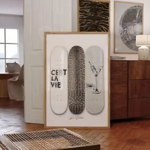 Trendy Leopard Skateboard Poster Aesthetic Print Fashion Girly Room Decor Dirty Martini Wall Art New York City Girl Home Decorations