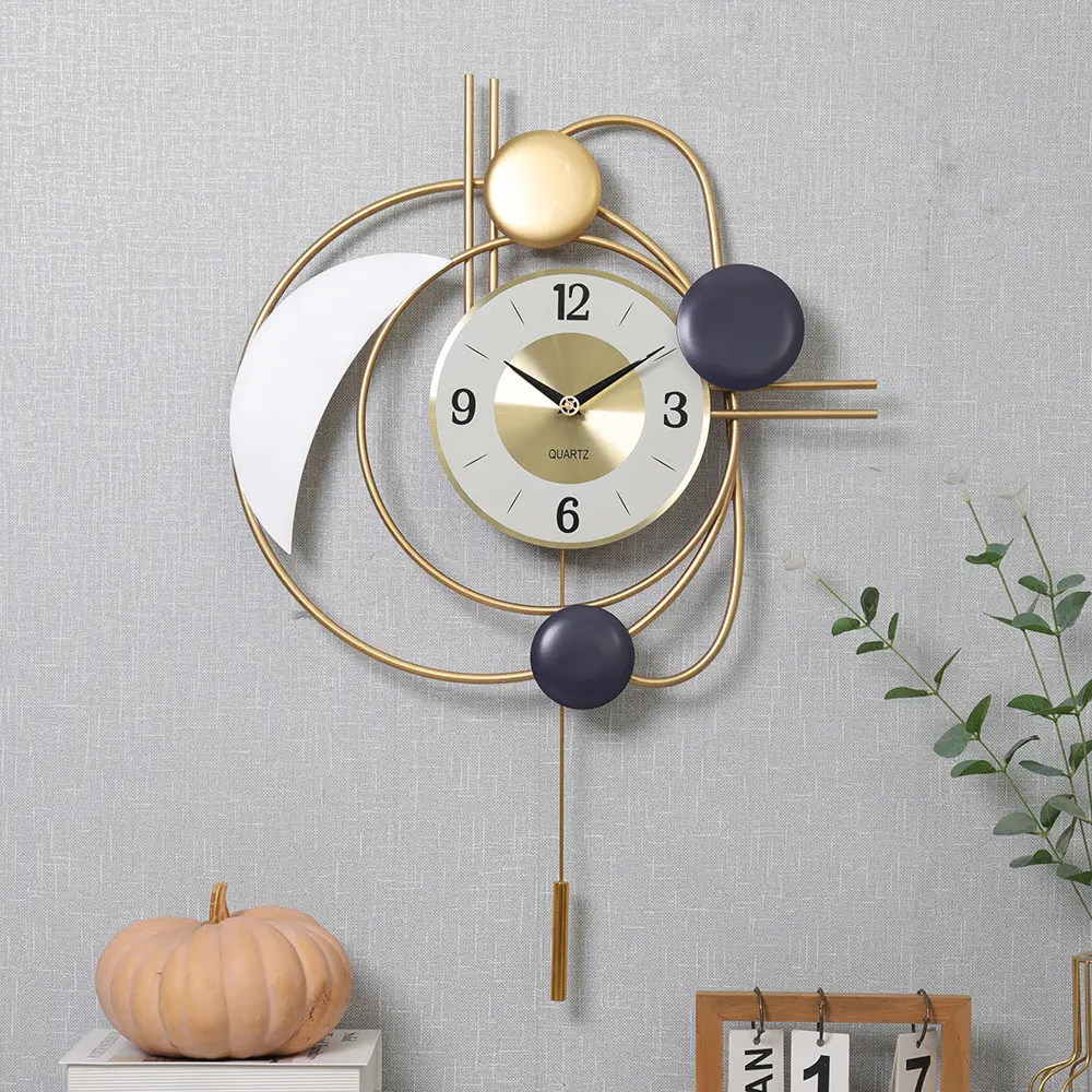 3D Nordic Irregular Metal Hanging Analog Minimalist Decorative Wall Clock - Modern Scandinavian-Inspired Mute Swing Pendulum, Hand-Installed Home Decor for Bedroom, Living Room, Clock Wall Clocks, Analog Wall Clocks