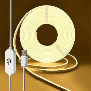 Adjustable Touch Control Neon Light Strip, 3m/9.8ft Warm LED Rope Lamp, 5v Low Voltage, Flexible Silicone, Indoor Decor, LED Strip Lights