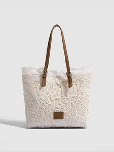 Elegant Lace Bucket Bag Set, French Style Large Capacity Handbag & Shoulder Bag Combo, Perfect for Casual Daily Use & Shopping, Fashionable Shoulder Bag