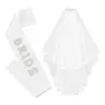 Elegant Wedding Decoration Set, Bride Shoulder Straps & Trailing Veil, Faux Pearl Letter Design, Shiny Satin Fabric, Perfect for Engagement Parties, The Wedding Veil