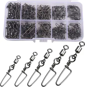 150 count Fishing Snap Swivels Barrel Swivel with Coastlock Snap Stainless Swivel  Resistant Fishing Tackle Accessories Lure Line Connector for Saltwater Freshwater Fishing