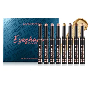 8-Color Waterproof Eyeshadow Stick Set, 8-Count Compact Long-Lasting High-Pigment Matte Shimmer Eye Shadow Sticks for Women