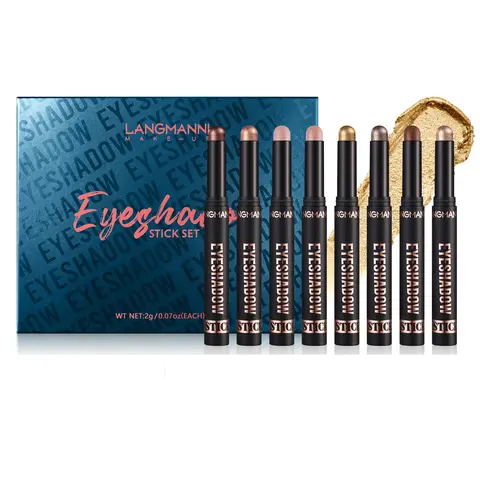 8-Color Waterproof Cosmetic Eyeshadow Stick Set, Eye Makeup Products, 8-Count Makeup Compact Long-Lasting High-Pigment Matte Shimmer Eye Shadow Sticks for Women Perfect Eye Makeup