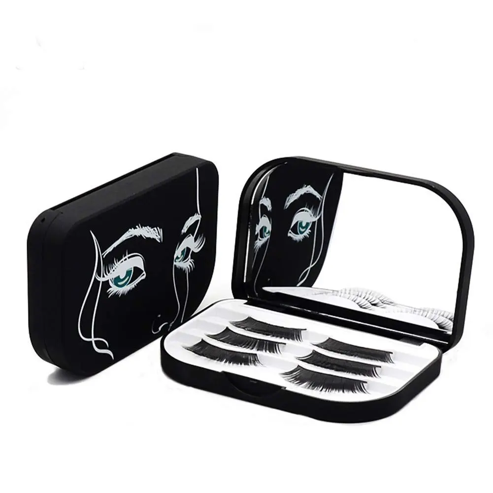 Cosmetic case empty eyelashes storage case with makeup mirror holder box fake eyelash packing travel storage case eyelashes bag (light pink)