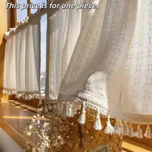 1 Piece Fringe Small Curtain, Middle Eastern Coffee Curtain, American Modern Farmhouse Style, Short Drapes, Tassel Decor Curtain, Home Decoration Curtain, Window Curtain for Export