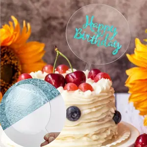 12pcs, Cake Topper, Transparent Blank Round Acrylic Cake Toppers, DIY Wedding Birthday Party Cupcake Insert Card, Cake Decorations Tools, Party Supplies, Party Decor