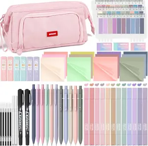 57 PCS Book Annotation Kit with Pen Case, Dual Highlighters, Gel Pens, Mechanical Pencils, Markers and 1200PCS Sticky Notes and Tabs for Bible Study and Student Stationery