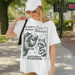 It Isn't Easy Being Wheezy Asthma Shirt, Asthma Awareness Funny Asthma Tee, Crew Neck Cotton Trendy