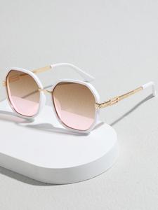 1 pair fashion irregular round frame metal glasses, tinted lens glasses, outdoor sports glasses, casual versatile glasses for men and women, travel accessories