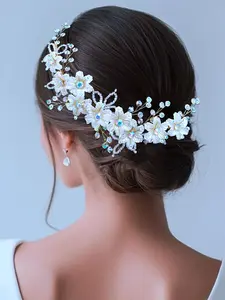 Rhinestone 3D Flower Beaded Bride Bridesmaid Headpiece Wedding Banquet