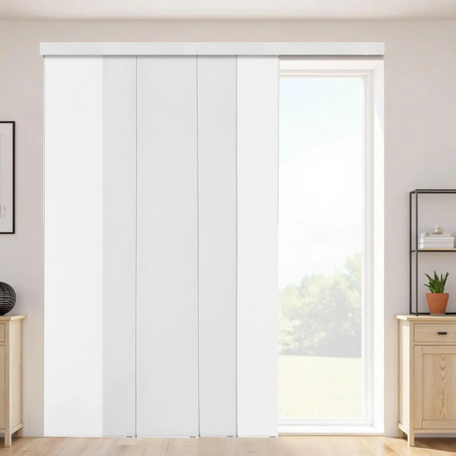 VEVOR Panel Track Blinds, Extendable Track from 45.8 in to 86 in W, Trimmable Panel Curtains Up to 96 in H, Adjustable Vertical Panel Blinds for Sliding Doors, Patio Doors, Room Divider, Window, White,sohochic